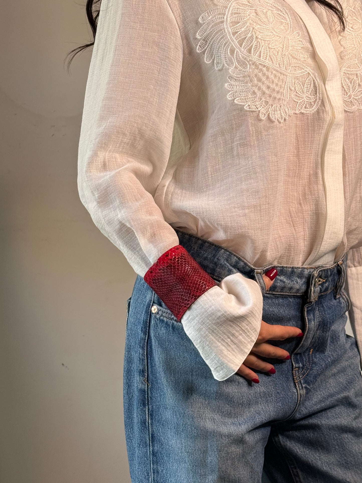 Leather Cuff - Magenta