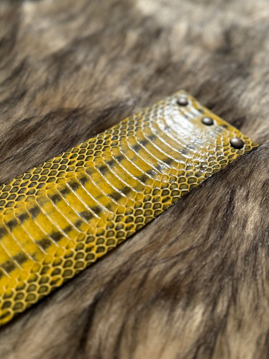 Leather Cuff - Yellow