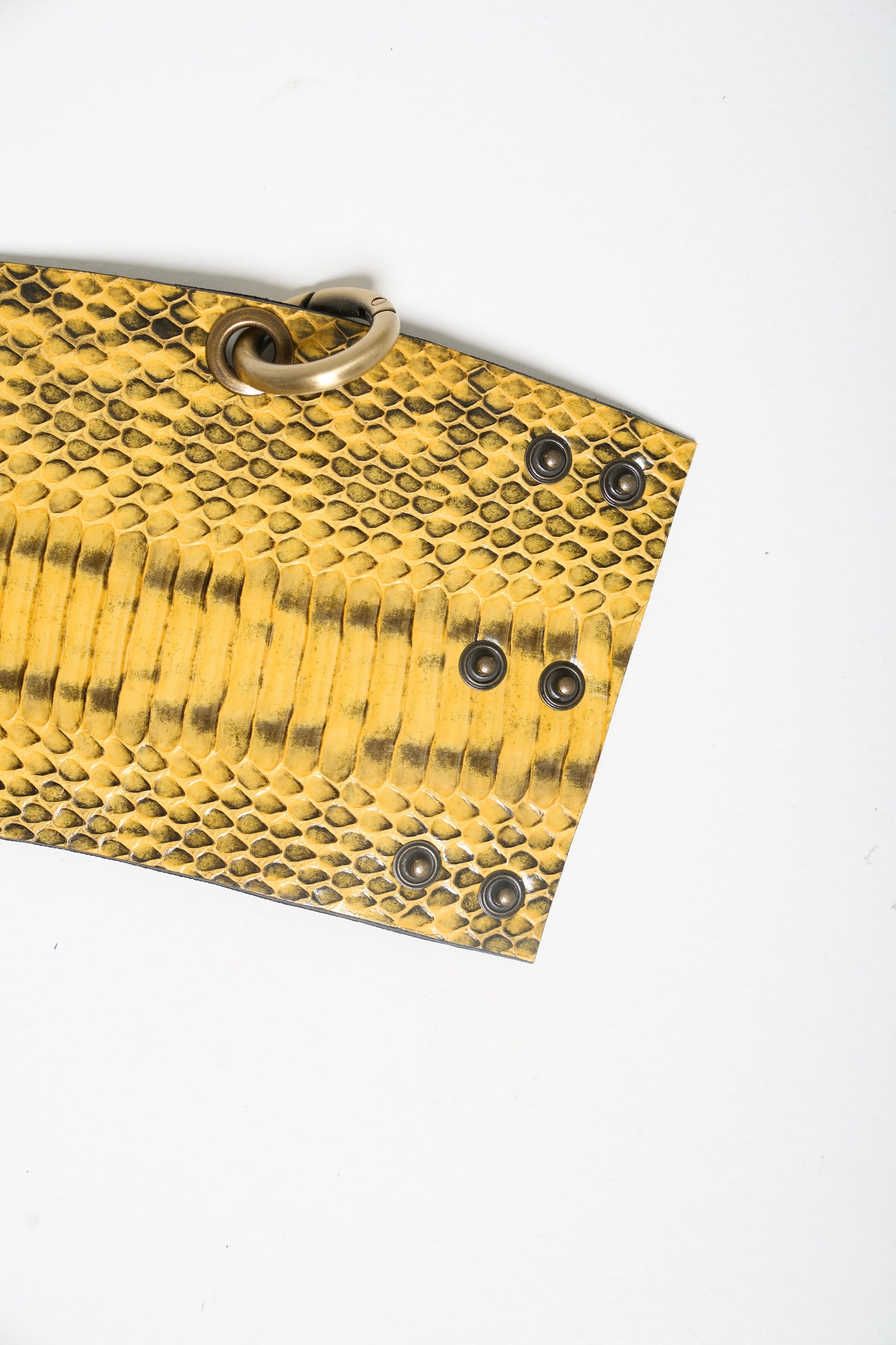 RING Leather cuff - removable ring / Yellow