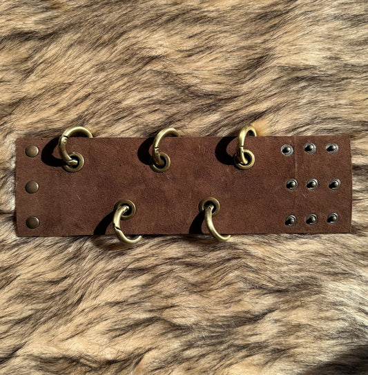 IDOL Cuff - removable rings - double face - brown suade / black leather