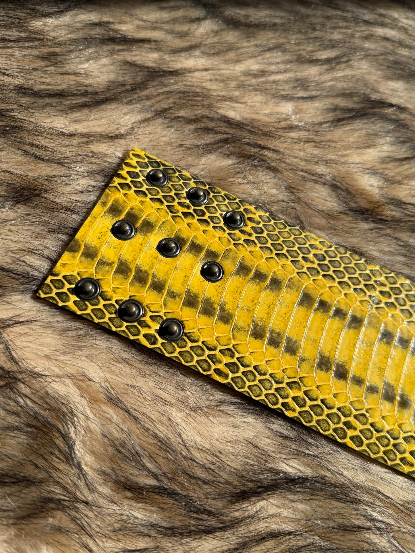 Leather Cuff - Yellow