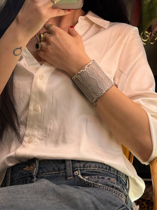 Leather Cuff - White