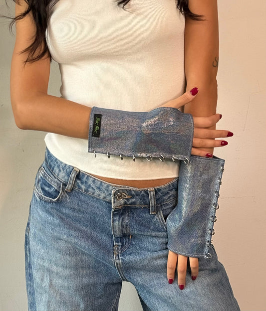 ROCKSTAR Glove - Denim (silver rings)