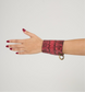 RING Leather cuff - removable ring / Fucsia and black