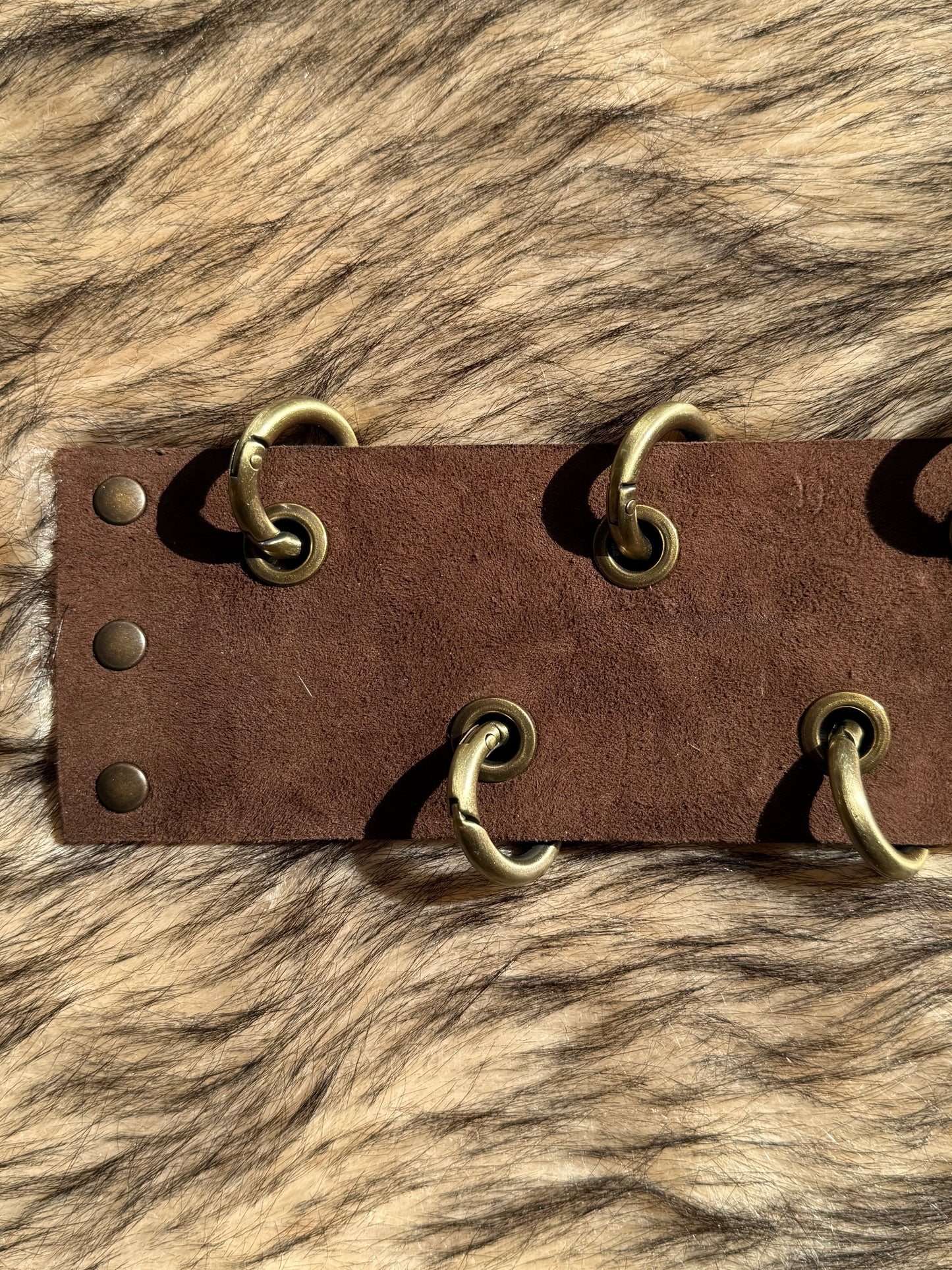 IDOL Cuff - removable rings - double face - brown suade / black leather