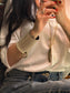 RING Leather cuff - removable ring / White