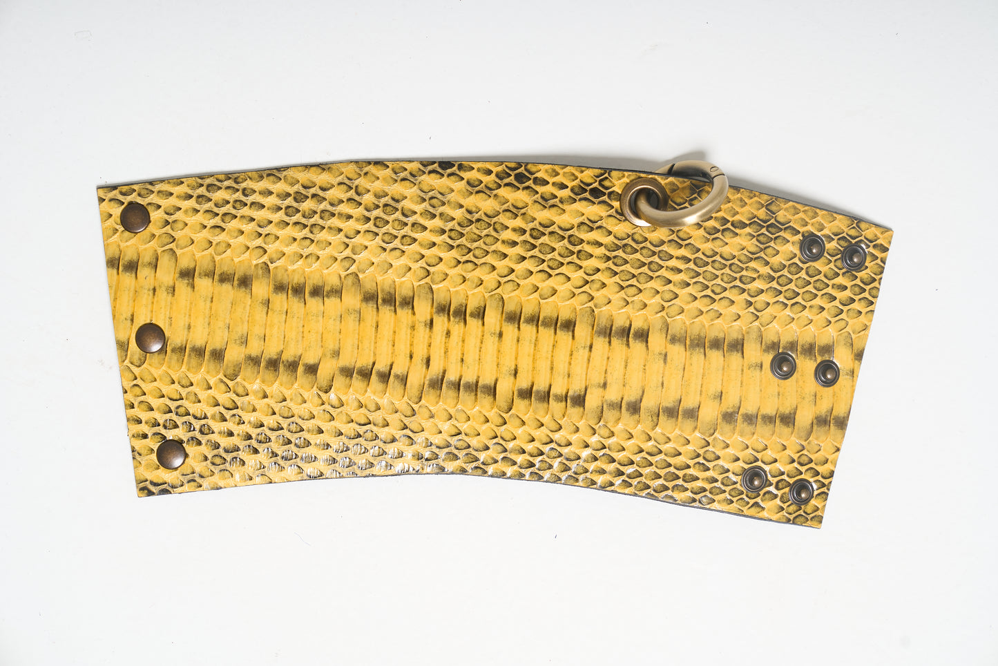 RING Leather cuff - removable ring / Yellow