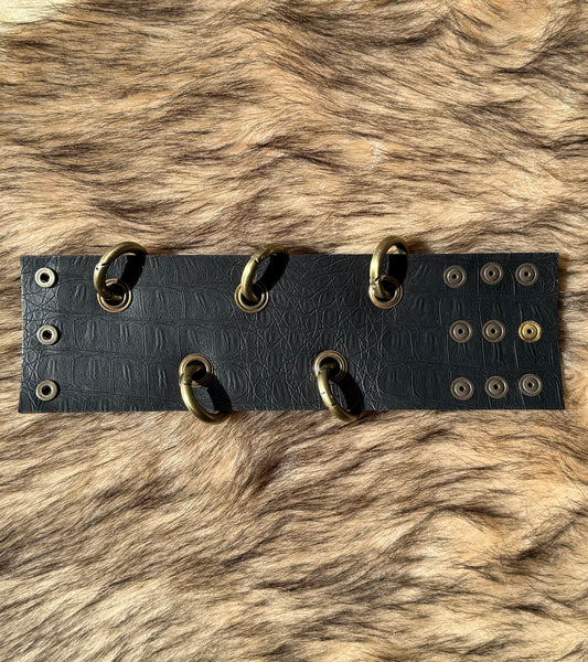 IDOL Cuff - removable rings - double face - brown suade / black leather