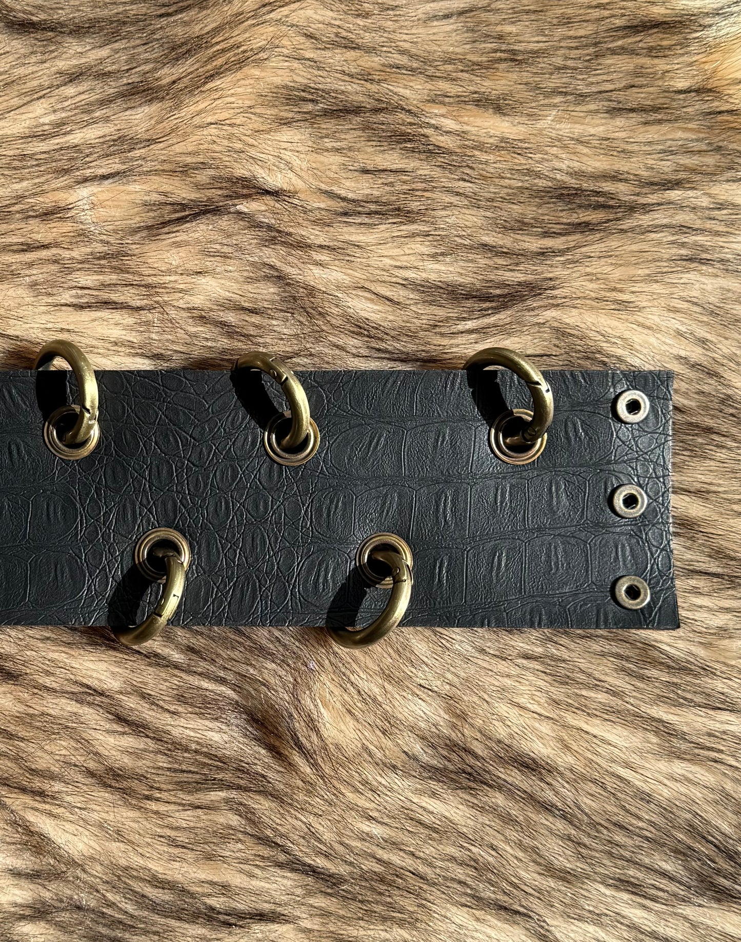 IDOL Cuff - removable rings - double face - brown suade / black leather