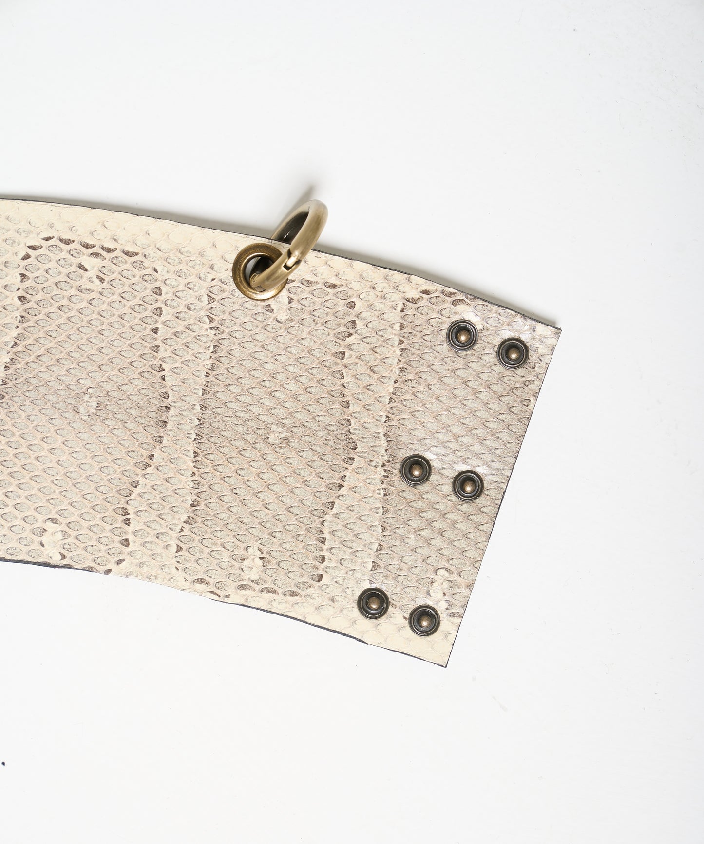 RING Leather cuff - removable ring / White