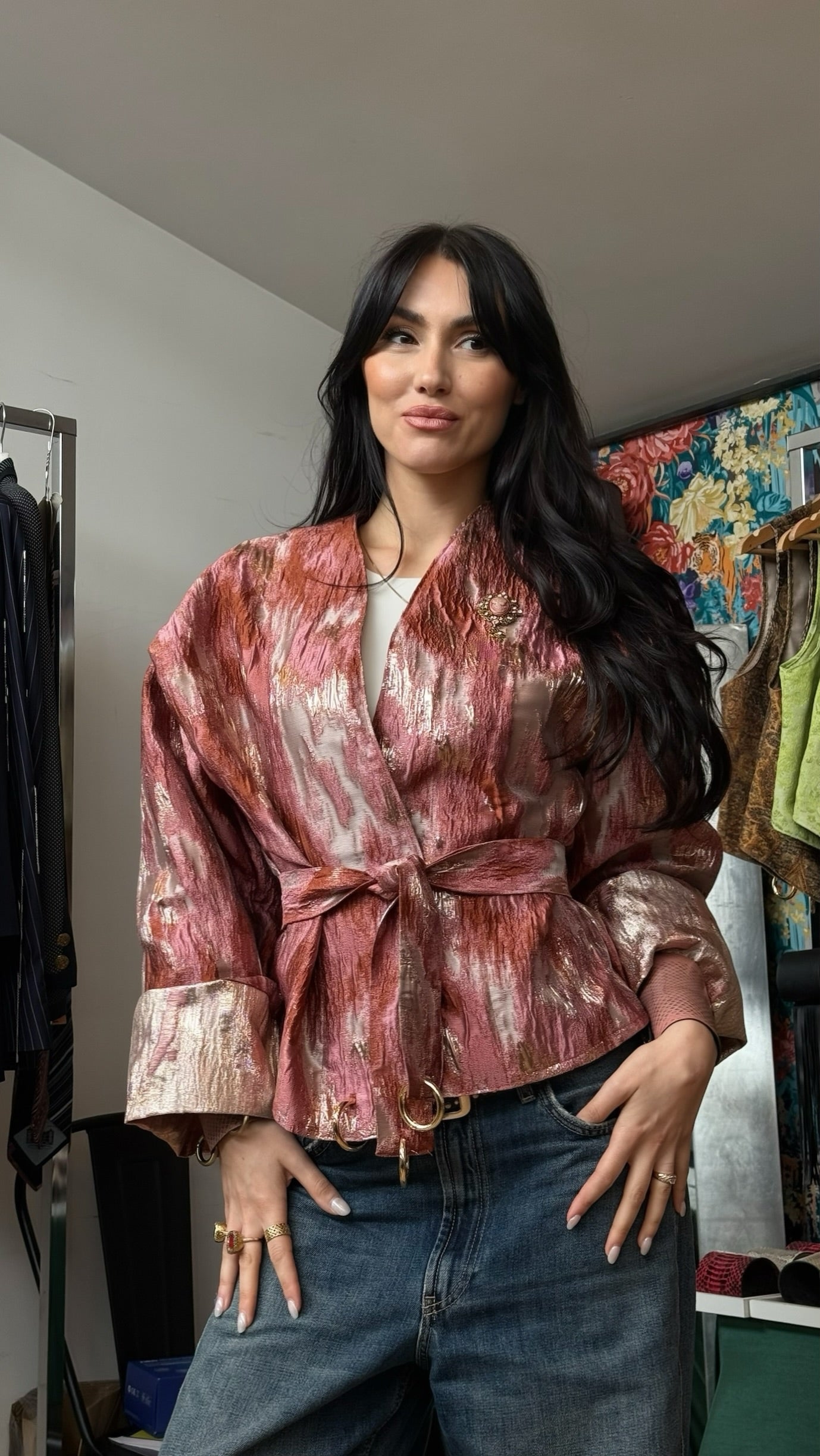Kimono Jacket Liquid - Blush