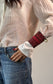 RING Leather cuff - removable ring / Fucsia and black