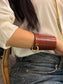 RING Leather cuff - removable ring / Brown