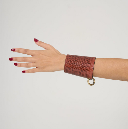 RING Leather cuff - removable ring / Brown