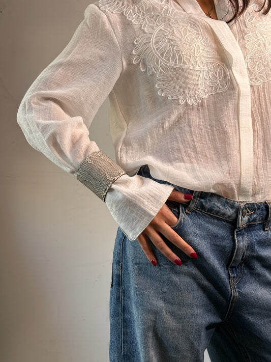 Leather Cuff - White