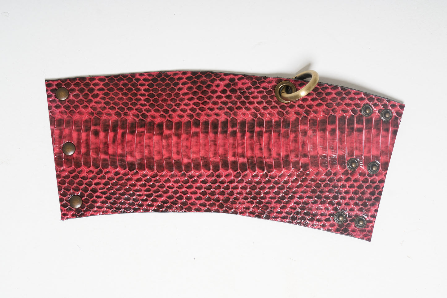 RING Leather cuff - removable ring / Fucsia and black