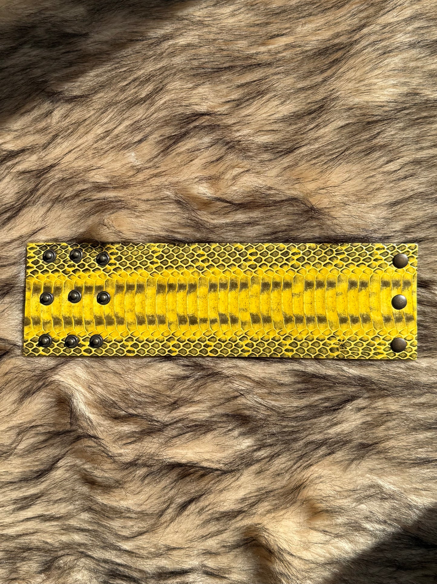 Leather Cuff - Yellow