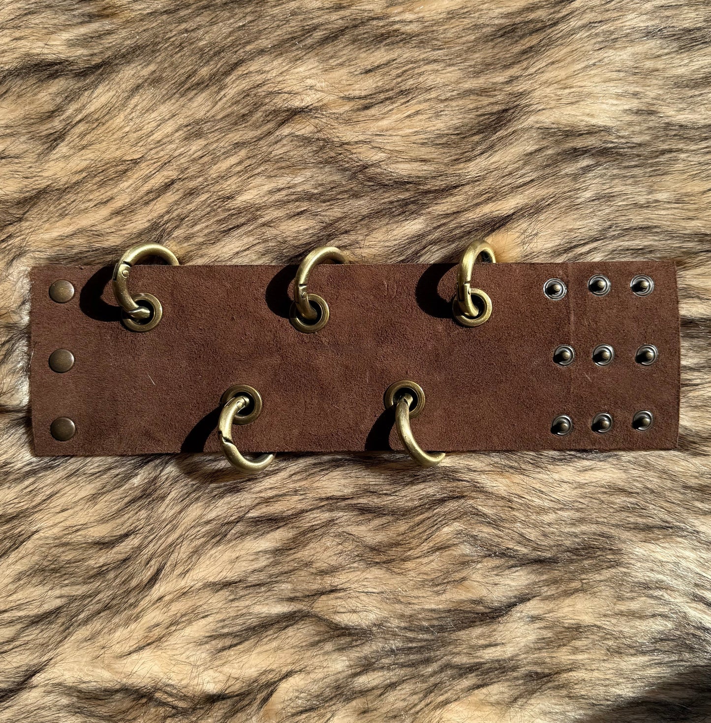 IDOL Cuff - removable rings - double face - brown suade / black leather