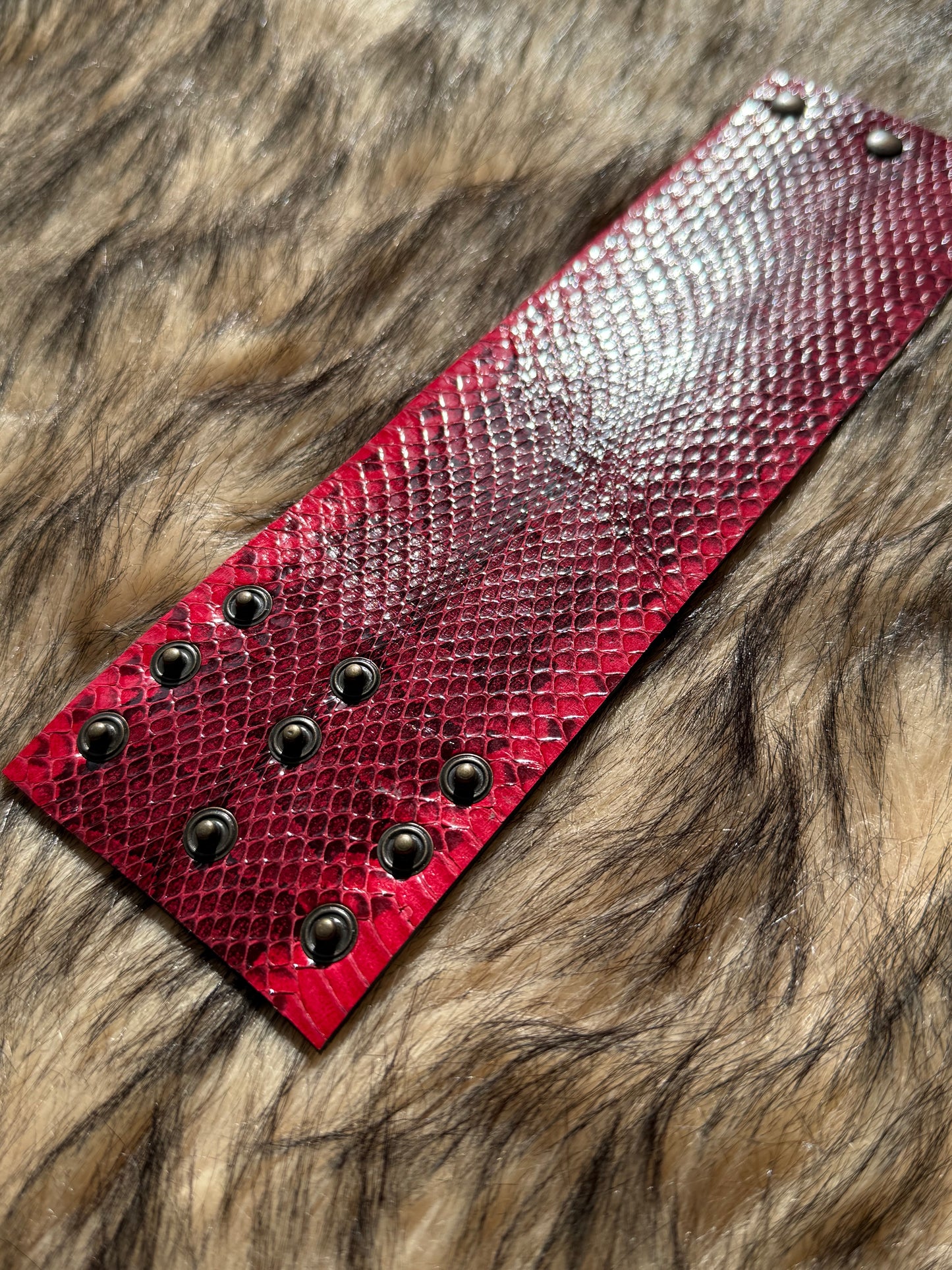 Leather Cuff - Magenta