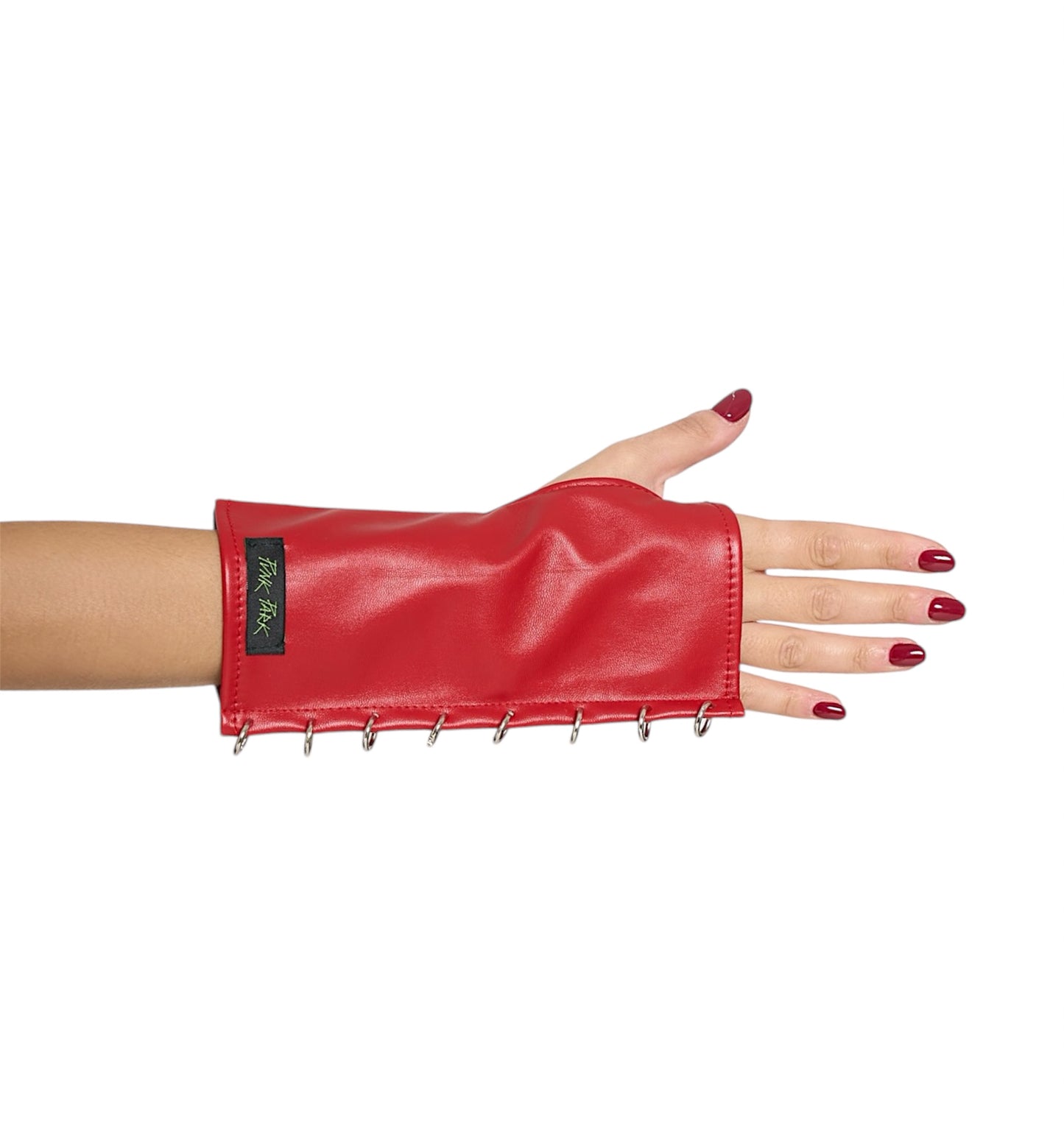 ROCKSTAR Glove - Red (silver rings)