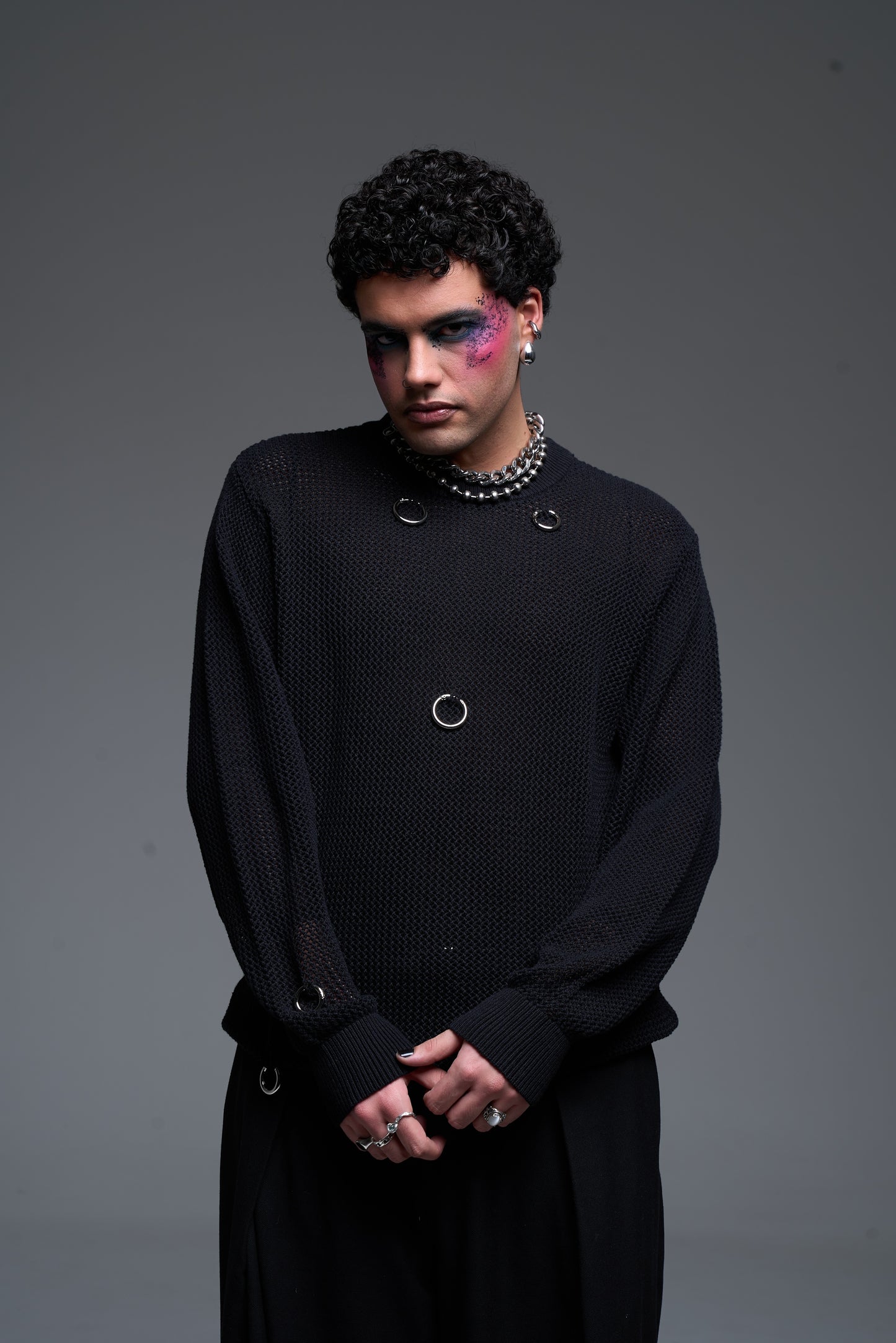 Black Pierced Sweater