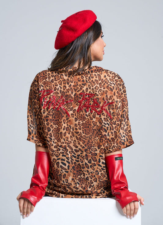 PUNK PARK Leopard Blouse - hand embroidered